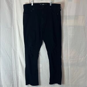Hollister Black Skinny Jeans with Knee Distress
